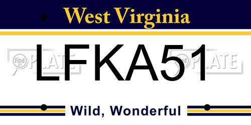 LFKA51 West Virginia License Plate
