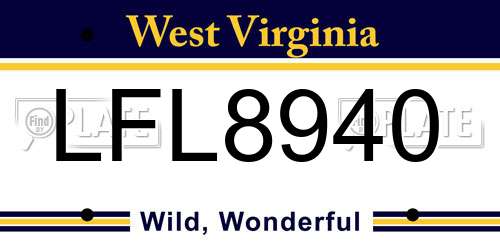 LFL8940 West Virginia License Plate