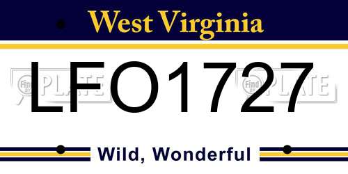 LFO1727 West Virginia License Plate