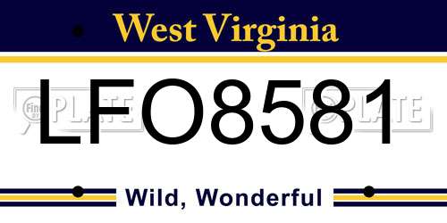 LFO8581 West Virginia License Plate