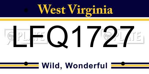 LFQ1727 West Virginia License Plate