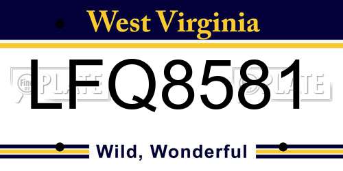 LFQ8581 West Virginia License Plate