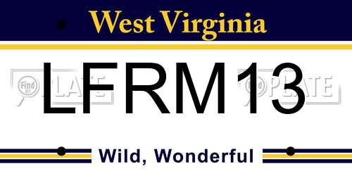 LFRM13 West Virginia License Plate