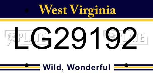 LG29192 West Virginia License Plate