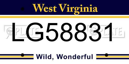 LG58831 West Virginia License Plate