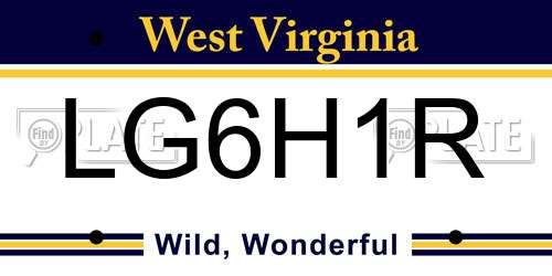 LG6H1R West Virginia License Plate