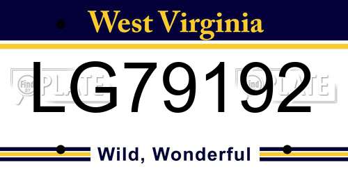 LG79192 West Virginia License Plate