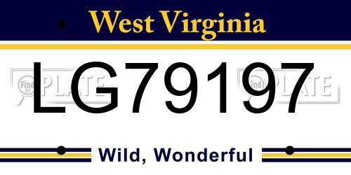 LG79197 West Virginia License Plate
