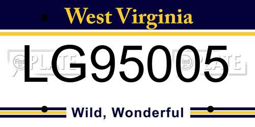 LG95005 West Virginia License Plate