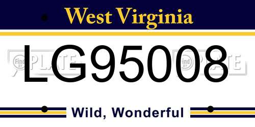 LG95008 West Virginia License Plate