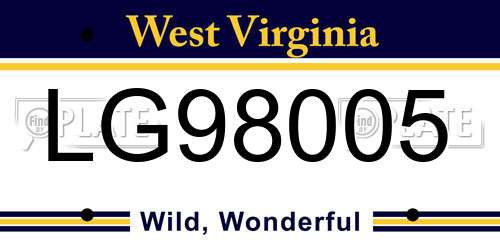 LG98005 West Virginia License Plate