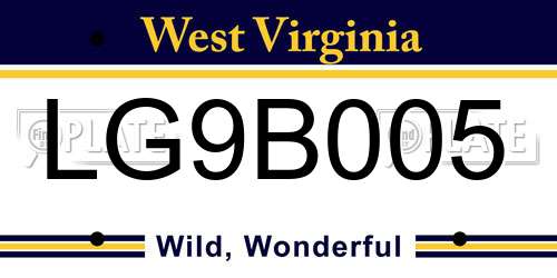 LG9B005 West Virginia License Plate