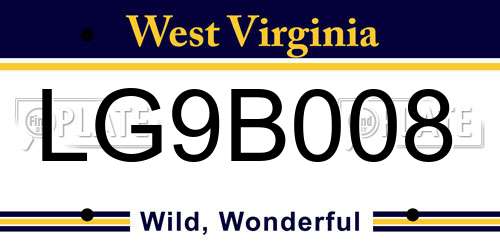 LG9B008 West Virginia License Plate