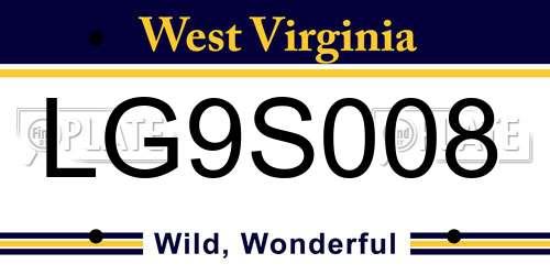 LG9S008 West Virginia License Plate