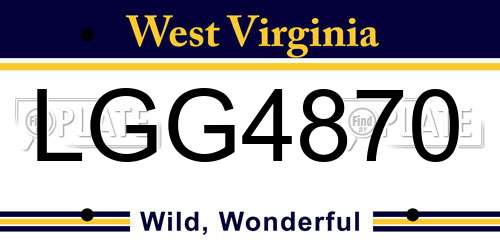 LGG4870 West Virginia License Plate