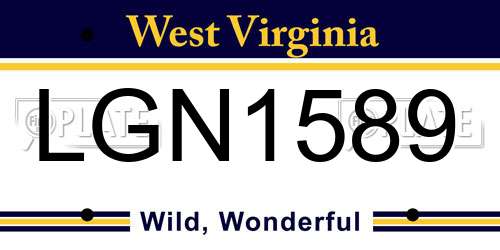 LGN1589 West Virginia License Plate