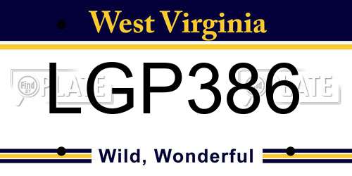 LGP386 West Virginia License Plate