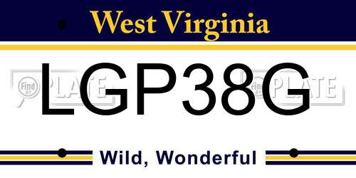 LGP38G West Virginia License Plate
