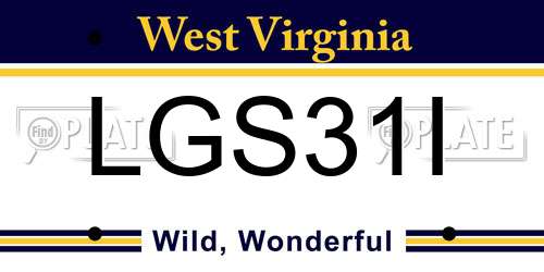 LGS31I West Virginia License Plate