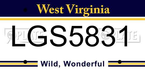 LGS5831 West Virginia License Plate