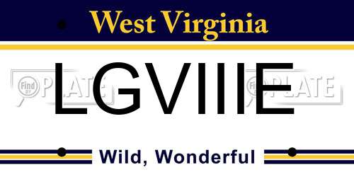LGVIIIE West Virginia License Plate