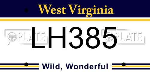 LH385 West Virginia License Plate