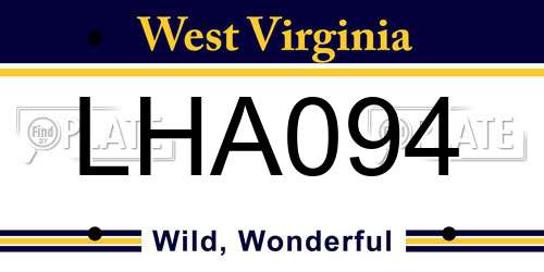 LHA094 West Virginia License Plate