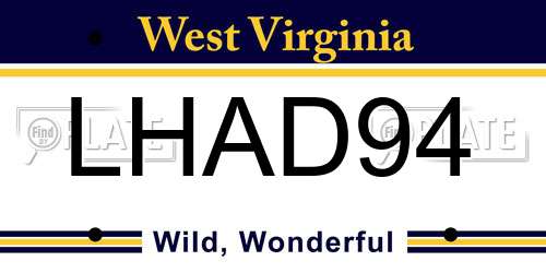 LHAD94 West Virginia License Plate