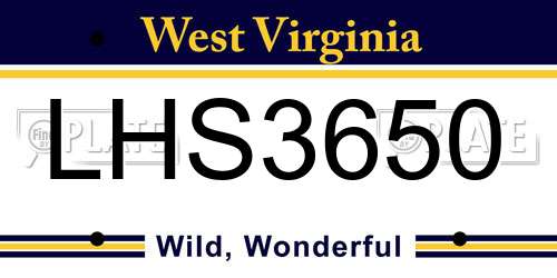 LHS3650 West Virginia License Plate