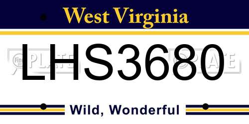 LHS3680 West Virginia License Plate