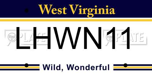 LHWN11 West Virginia License Plate