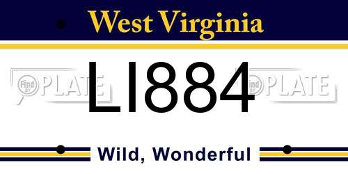 LI884 West Virginia License Plate