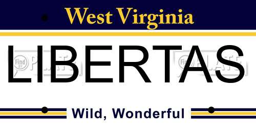 LIBERTAS West Virginia License Plate