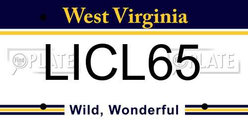 LICL65 West Virginia License Plate