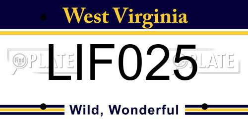 LIF025 West Virginia License Plate