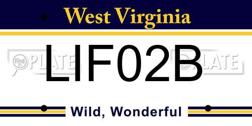 LIF02B West Virginia License Plate