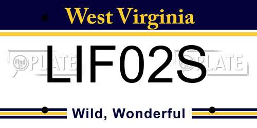 LIF02S West Virginia License Plate