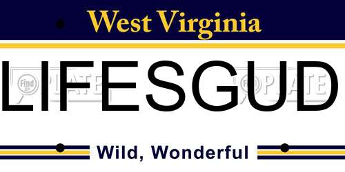 LIFESGUD West Virginia License Plate