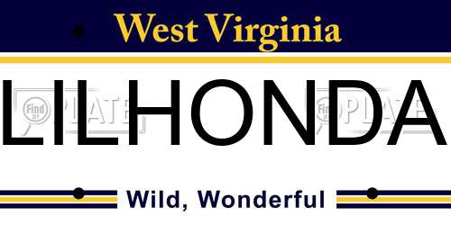 LILHONDA West Virginia License Plate