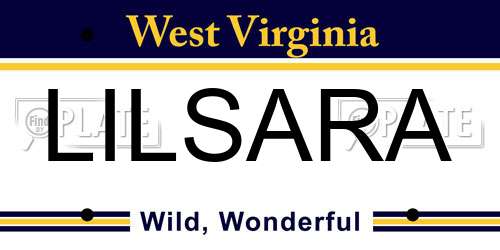 LILSARA West Virginia License Plate