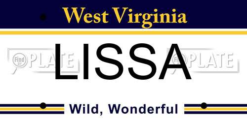 LISSA West Virginia License Plate