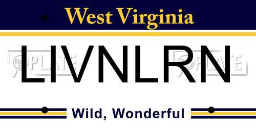 LIVNLRN West Virginia License Plate