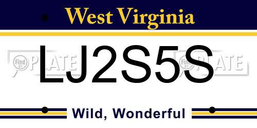 LJ2S5S West Virginia License Plate