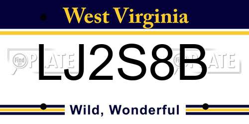 LJ2S8B West Virginia License Plate