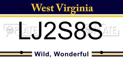 LJ2S8S West Virginia License Plate