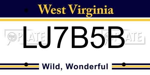 LJ7B5B West Virginia License Plate