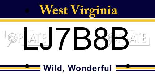 LJ7B8B West Virginia License Plate