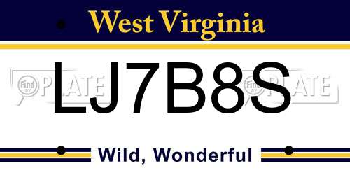 LJ7B8S West Virginia License Plate