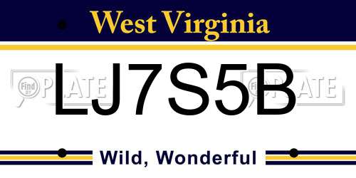 LJ7S5B West Virginia License Plate