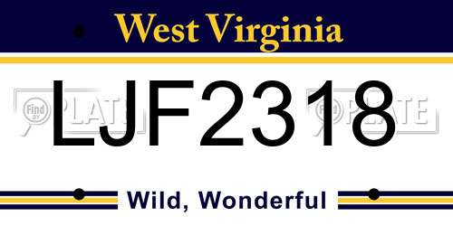 LJF2318 West Virginia License Plate